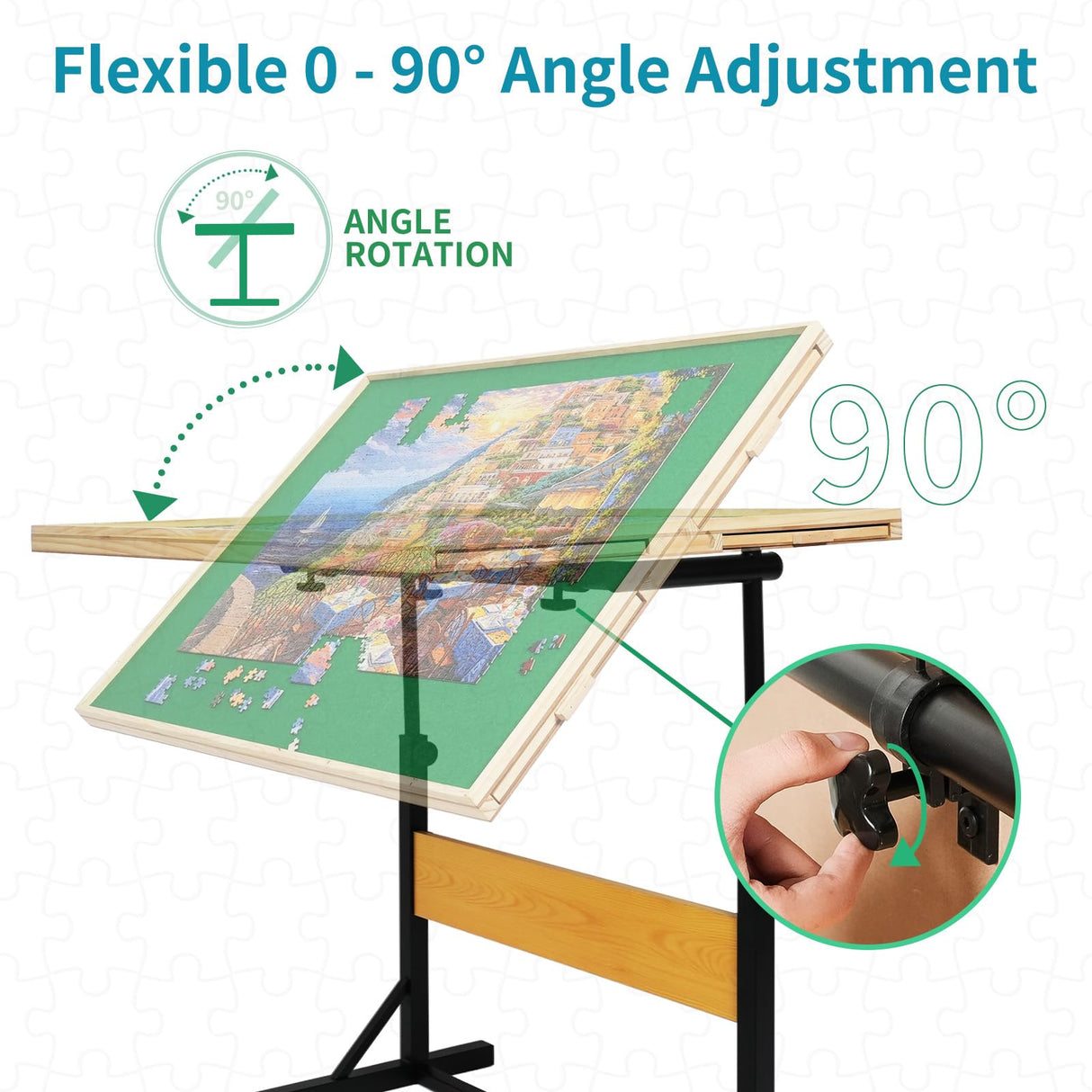 BuilderButler 1500pcs Puzzle Table with Legs,34.25" x 25.2"Wooden Jigsaw Puzzle Board with 4 Drawers & Cover,Height Adjustment & Weight optimization BuilderButler