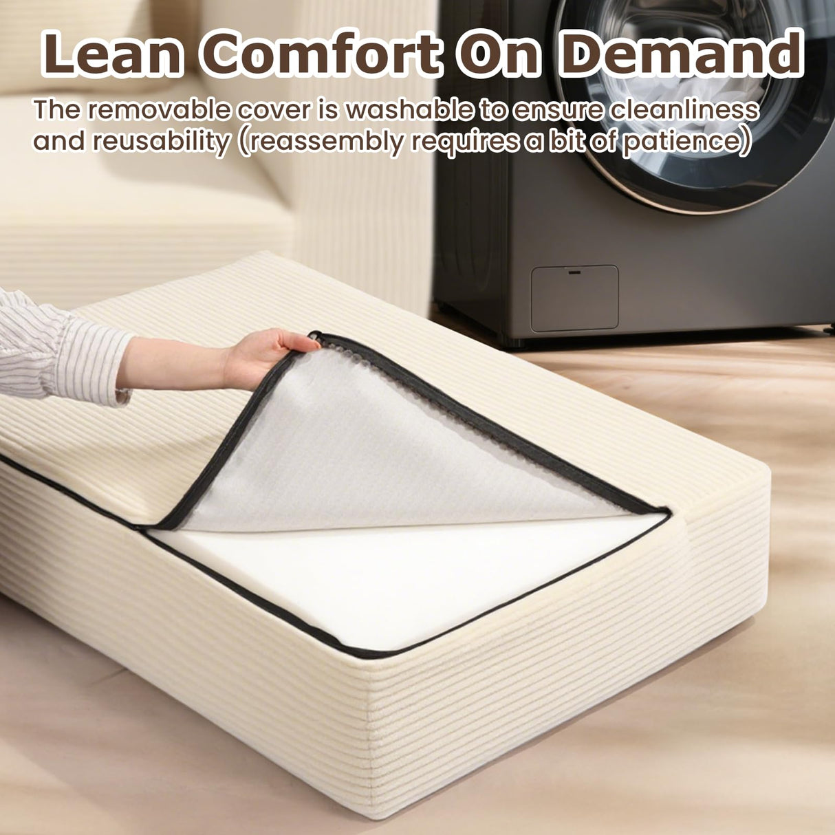 Convertible Sofa Bed, 3 in 1 Loveseat Folding Couch Bed Foldable - Chaise Lounge Chair & Floor Futon Sleeper, Corduroy Pull Out Sofa Bed with 4 Pillows for Living Room, Beige cidludto