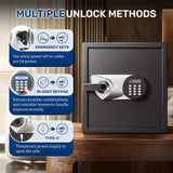 BlackSmith Biometric Handgun Safe 1.8 Cubic Feet Home Safe Quick Access Fingerprint Security Lock Box for Money Firearm Valuables with Dual Alarm System Fireproof Bag and Removable Shelf BlackSmith