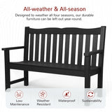 Stoog Outdoor Bench, 2-Person Garden Benches for Outdoors, All-Weather HIPS Garden Bench with 800 lbs Weight Capacity, Never Rot or Fade, for Garden, Porch, Backyard and Park, Black Stoog