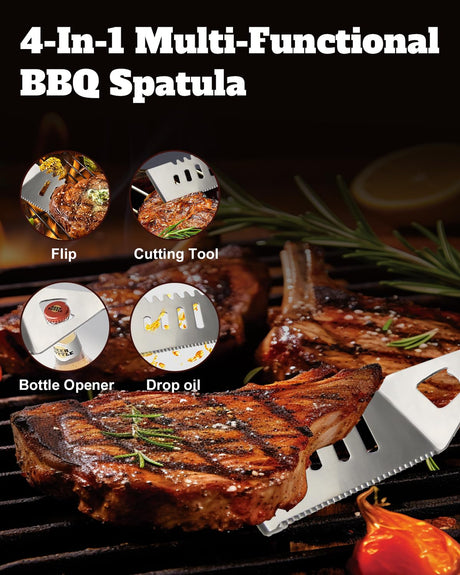 28PCS Stainless Steel BBQ Grill Accessories Set, Grilling Gifts for Men Birthday Father's Day, Portable Multifunction Grilling Utensils Tools Kit with Storage Bag for Outdoor Grill Camping BBQ Party MUYFIO