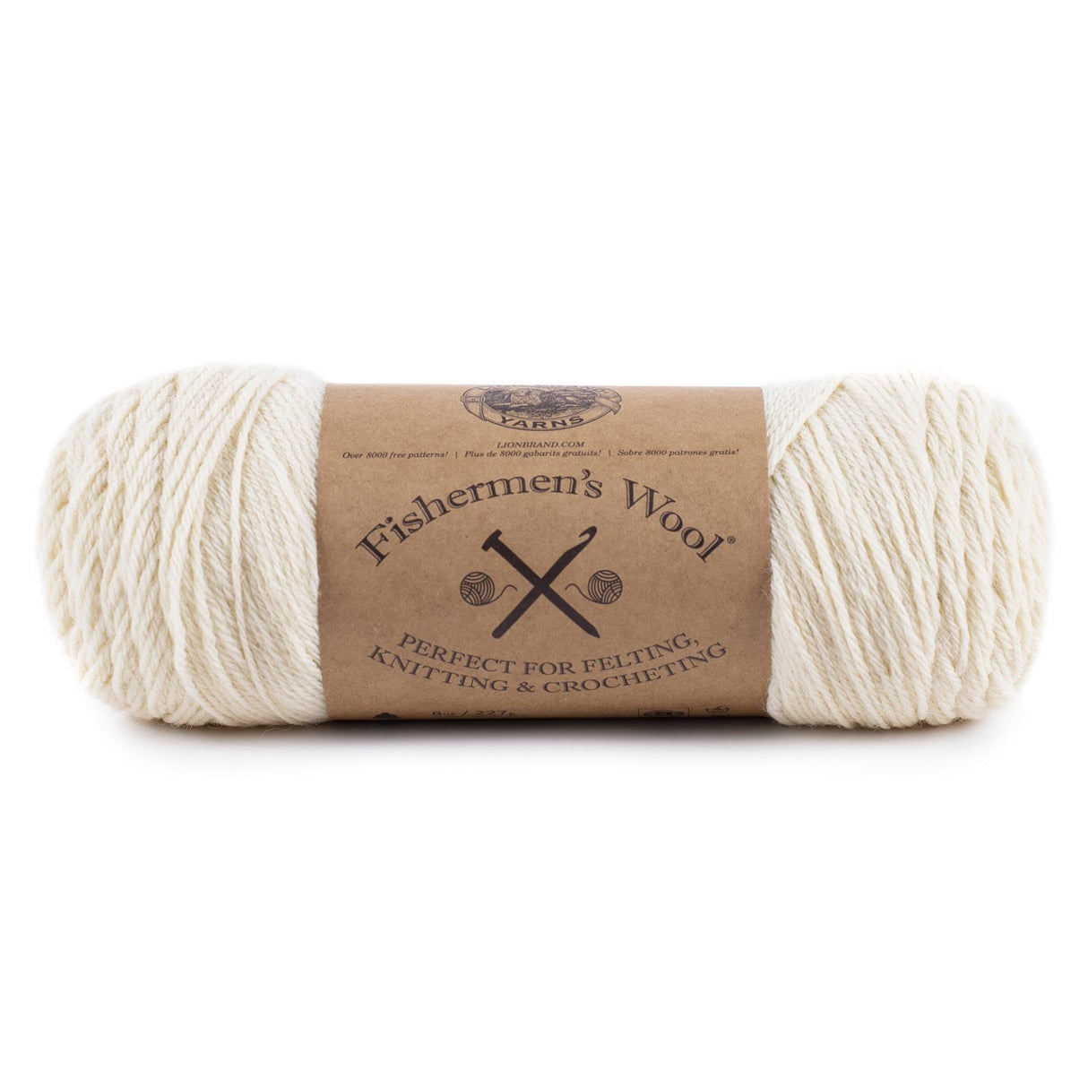 Lion Brand Yarn Medium-Weight Fishermen’s Wool Yarn for Knitting, Crocheting, and Crafts, Natural, 1 Pack Lion Brand Yarn
