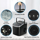 YSSOA Countertop Ice Maker with Ice Spoon and Basket, 26lbs Ice Per Day, 6 Mins 9 Bullet Ice, Self-Cleaning, Efficient for Camping, Kitchen, Office, Black YSSOA