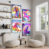 ZXQL 4 Pack Unicorn Paint by Numbers Kit for Adults Beginners, 12" Wx16 L Paint by Numbers for Adults Rolled up Canvas for Painting Home Decor Creative Wall Art with Nice Gift Box ZXQL