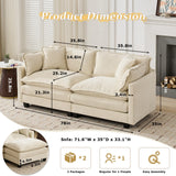 SoarFlash 71.6" Chenille Sectional Sofa, Comfy Modular Loveseat Sofa, Modern 2-Seat Couch Deep Seat Sofa Set for Living Room,Beige SoarFlash