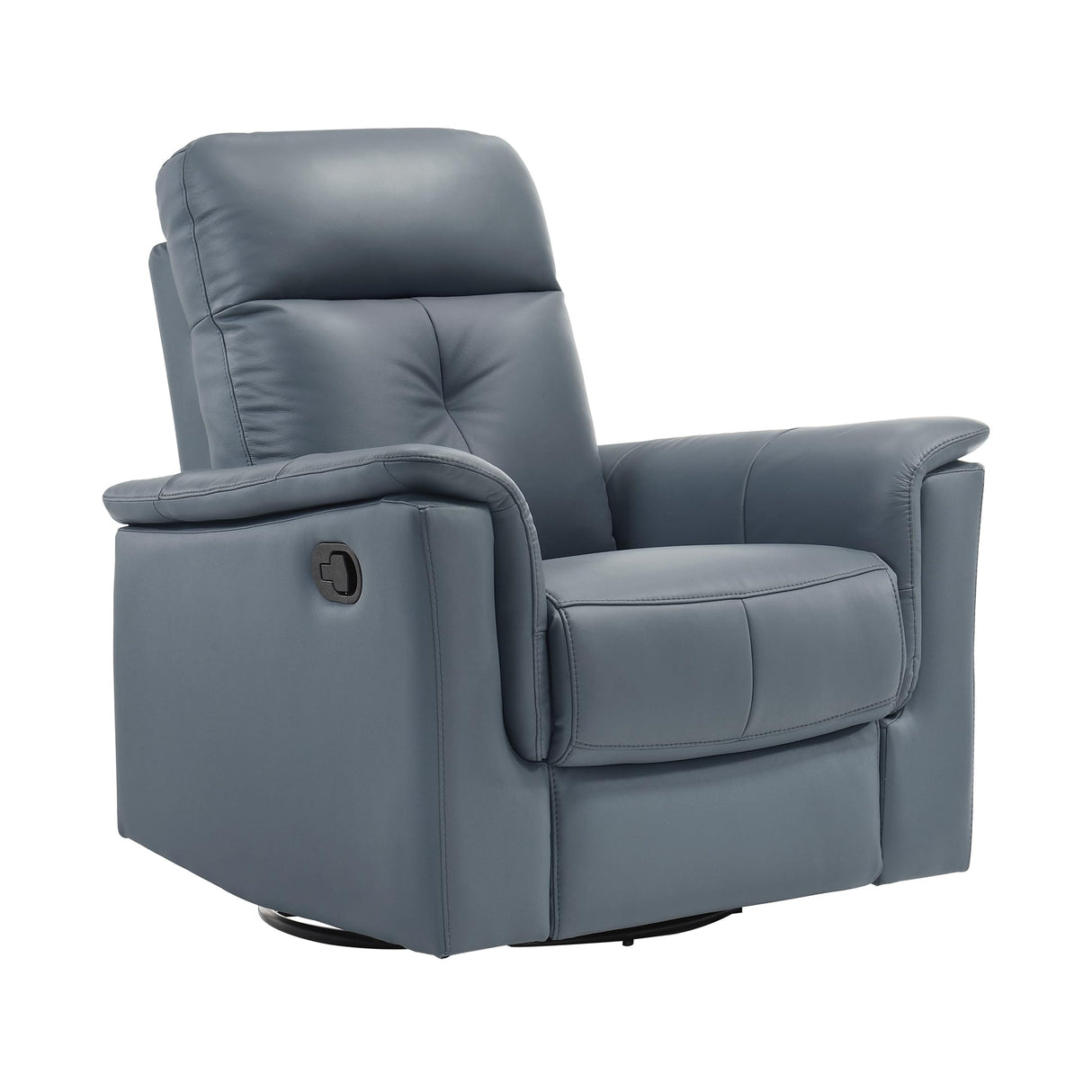 Lexicon Swivel Glider Recliner Chair, Comfy Nursery Glider, Top Grain Leather Match Recliner, Manual Reclining Chair for Living Room/Office/Apartment, Blue Gray Lexicon