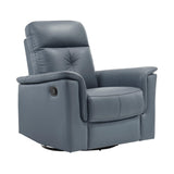 Lexicon Swivel Glider Recliner Chair, Comfy Nursery Glider, Top Grain Leather Match Recliner, Manual Reclining Chair for Living Room/Office/Apartment, Blue Gray Lexicon