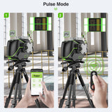 Huepar 16 Lines Self-Leveling Laser Level 4x360° Cross Line Laser with Receiver -LCD Screen, 4D Bluetooth Green Beam Tiling Floor Laser Tool, 360° Huepar
