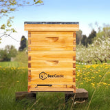 BeeCastle 8 Frame Langstroth Bee Hive Coated with 100% Beeswax Includes Beehive Frames and Waxed Foundations (1 Deep Box & 1 Medium Box) BeeCastle