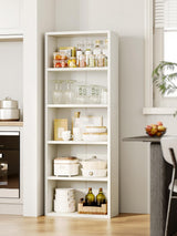 Casaottima 5-Tier Open Bookshelf and Bookcase, Floor Standing Display Storage Shelves for Living Room, Tall Book Shelf for Bedroom, Home Office, Dining Room, White Casaottima