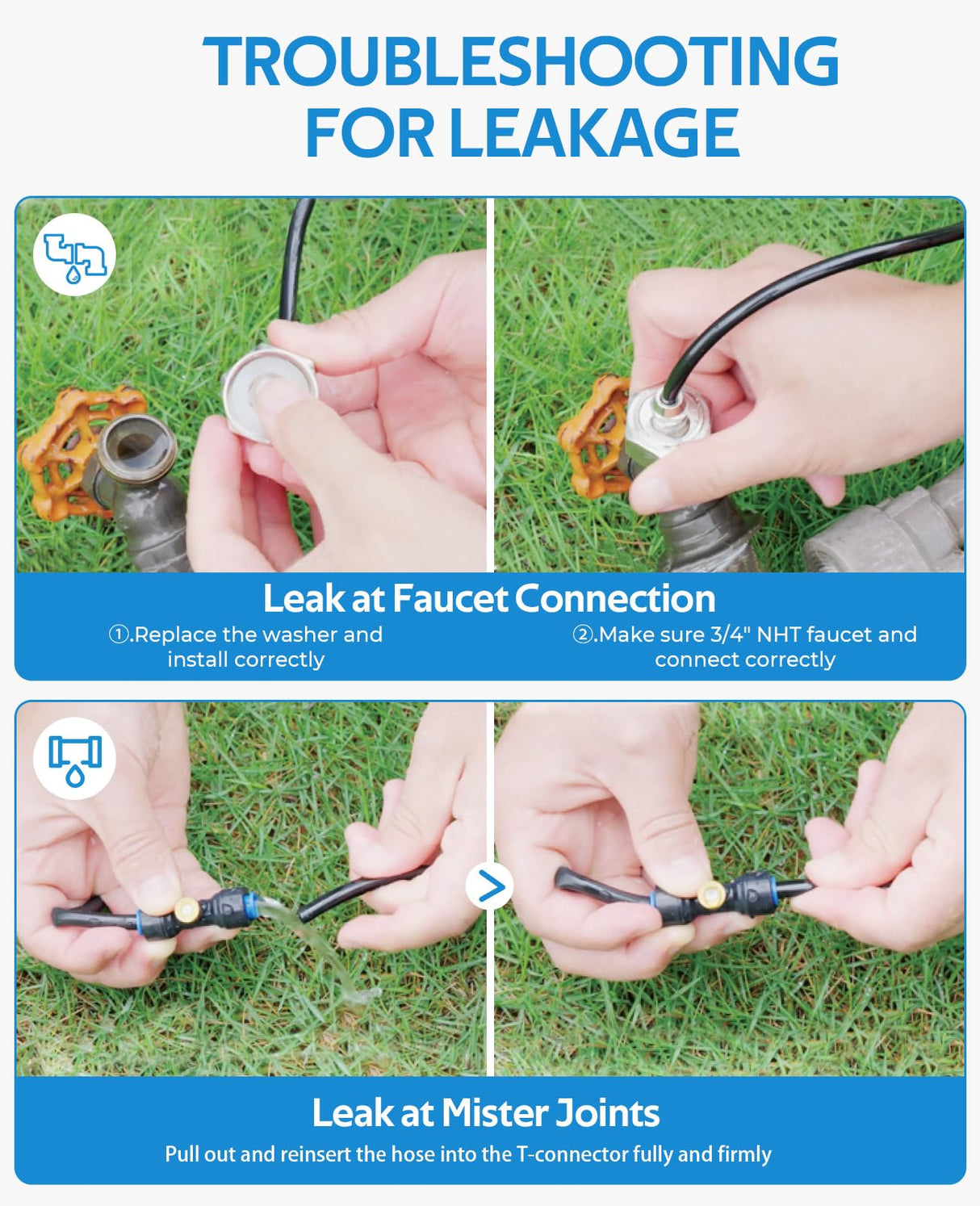 HOMENOTE Misting Cooling System, 26.3FT (8M) Misting Line + 7 Brass Mist Nozzles + Brass Adapter(3/4") Misters for Outside Patio Cooling Garden Greenhouse Watering homenote