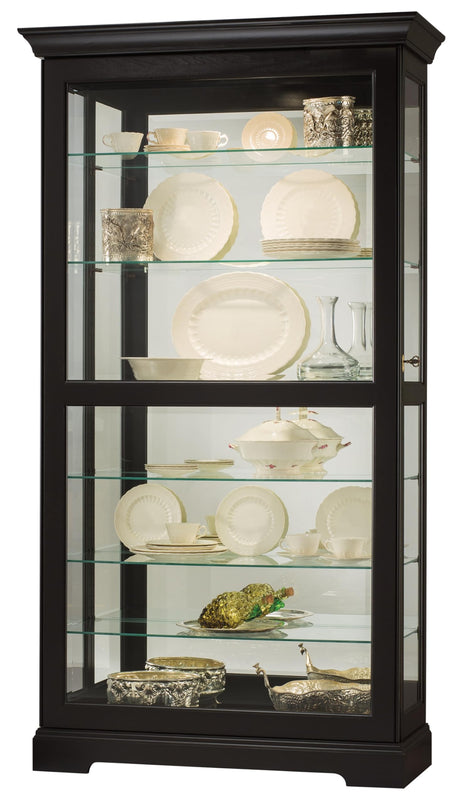 Howard Miller Tyler II Curio Cabinet - Modern Black Satin Storage Cabinet with Locking Glass Doors - Adjustable Shelves & Adjustable Levelers Perfect for Home Decor, Dining or Bedroom Display Howard Miller