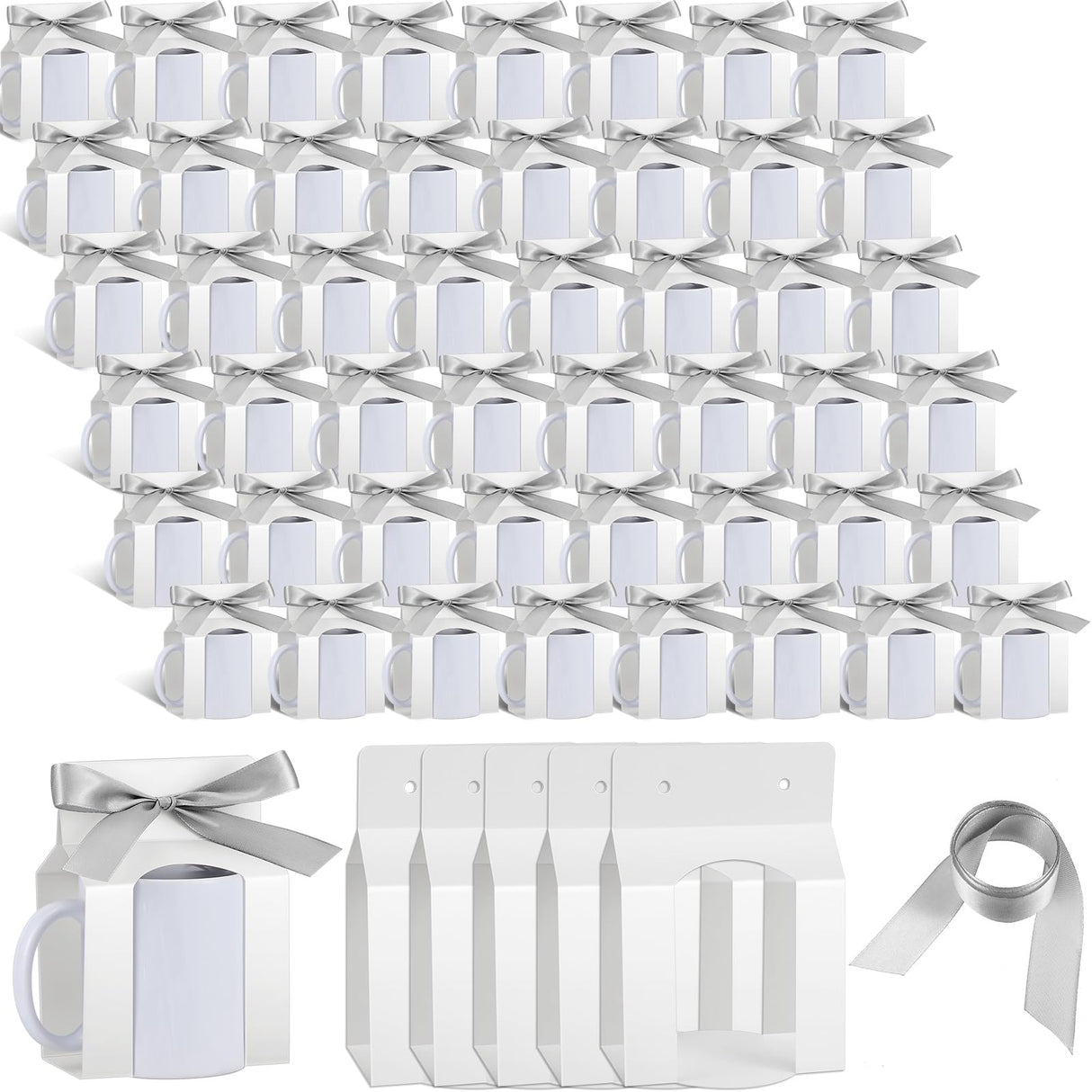 Kosiz 72 Pack Mug Boxes Gift Bags Bulk for Sublimation Mugs Gift Box with Window Mug Boxes for Shipping Selling Gift Packaging Box for Blanks Sublimation Coffee Mugs Gift Wrapping (11 Oz) Kosiz