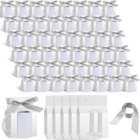Kosiz 72 Pack Mug Boxes Gift Bags Bulk for Sublimation Mugs Gift Box with Window Mug Boxes for Shipping Selling Gift Packaging Box for Blanks Sublimation Coffee Mugs Gift Wrapping (11 Oz) Kosiz