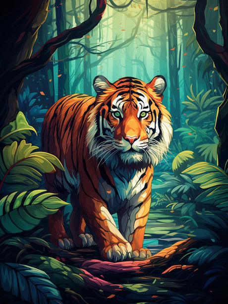 Zariocy 5D Diamond Art Kits for Adults Tiger, DIY Diamond Painting Art Animal Plants Round Full Drill Crystal Diamond Embroidery Paintings Arts Craft for Home Office Wall Decor 12x16 inch Zariocy