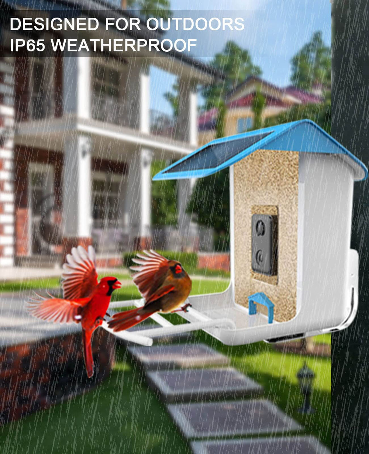 Smart Bird Feeder with Camera Wireless Outdoor, Feeders for Outside, Solar Energy Generation, 1080P HD, APP Connection, IP65 Waterproof, AI Identify GOUHOME