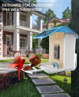 Smart Bird Feeder with Camera Wireless Outdoor, Feeders for Outside, Solar Energy Generation, 1080P HD, APP Connection, IP65 Waterproof, AI Identify GOUHOME