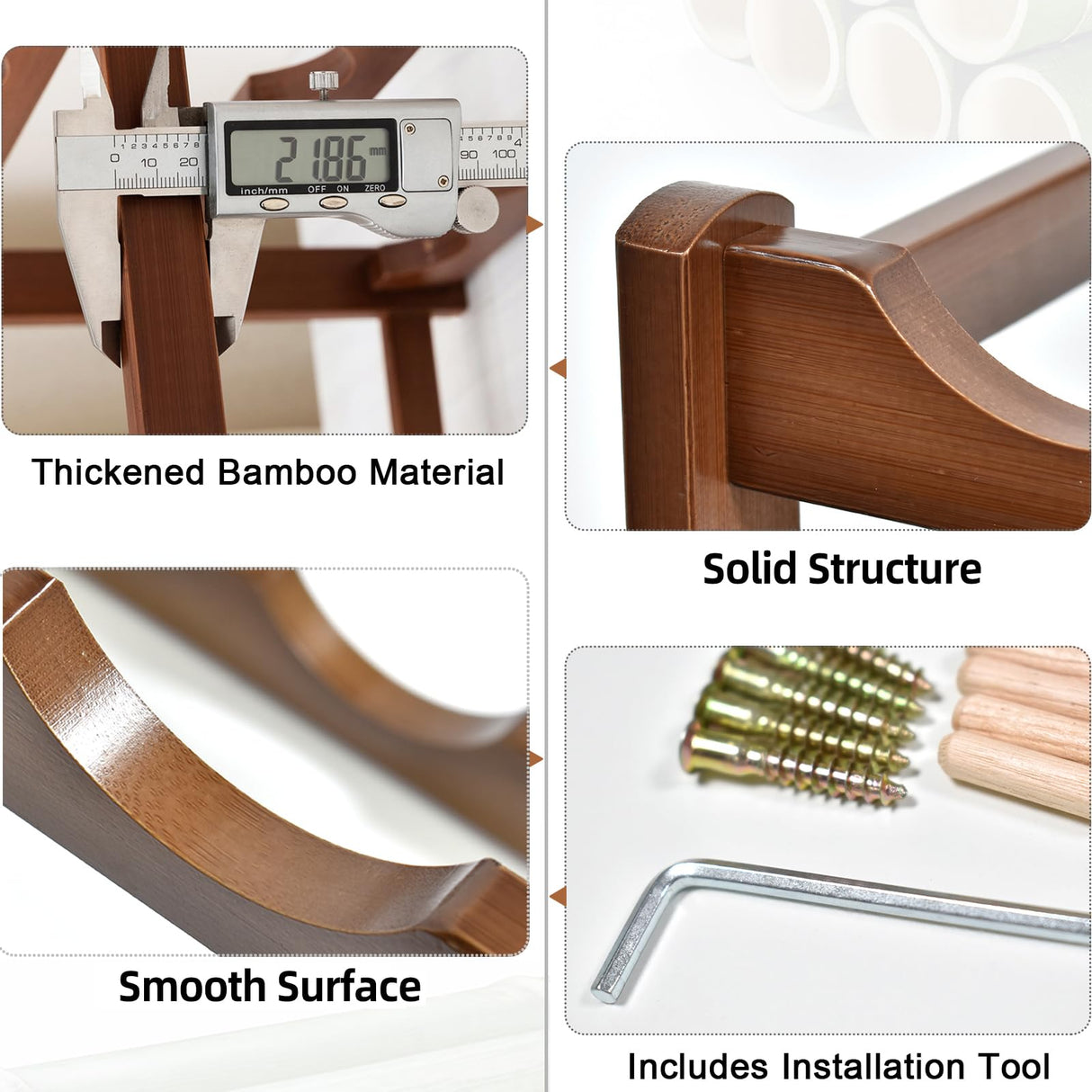 IWNTWY Wine Rack, 12 Bottles 3-Tier Free Standing Wine Racks, Bamboo Wine Rack Countertop Holder Storage Shelf for Kitchen Cabinet Dining Room Bar (Brown) IWNTWY