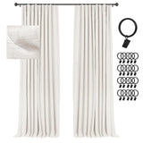 INOVADAY 100% Blackout Curtains for Bedroom, Black Out Curtains Clip Rings/Rod Pocket Linen Blackout Drapes 2 Panels Set, Thermal Insulated Drapes for Living Room, Beige, W50 x L108 INOVADAY