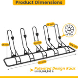 Floor Bike Rack for 5 Bikes, Safeguard Disc Brakes & Derailleurs Design, Waterproof Bicycle Stand Indoor/Outdoor/Garage Use, Fits 12"-29" Tires, Upgraded 0.63" Steel Tubes for Stability Kingarage