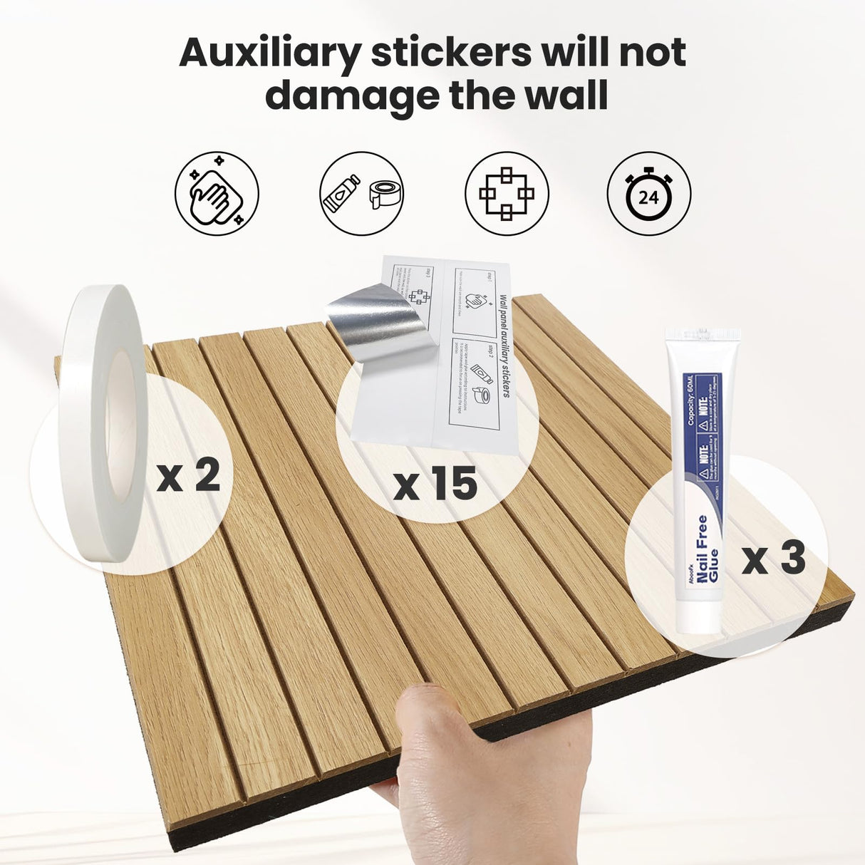 Aboofx 12 PCS Acoustic Panels for Wall, 11.8" x 11.8" Soundproof Wall Panels for Interior Decor, MDF Waterproof Slat Wood Wall Paneling Peel and Stick Wallpaper, Cover 11.6 Sqft (Oak Brown) Aboofx