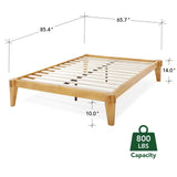 Bme Chalipa 14” Queen Solid Wood Platform Bed Frame – Modern Minimalist Design with Natural Finish and Easy Assembly Bme