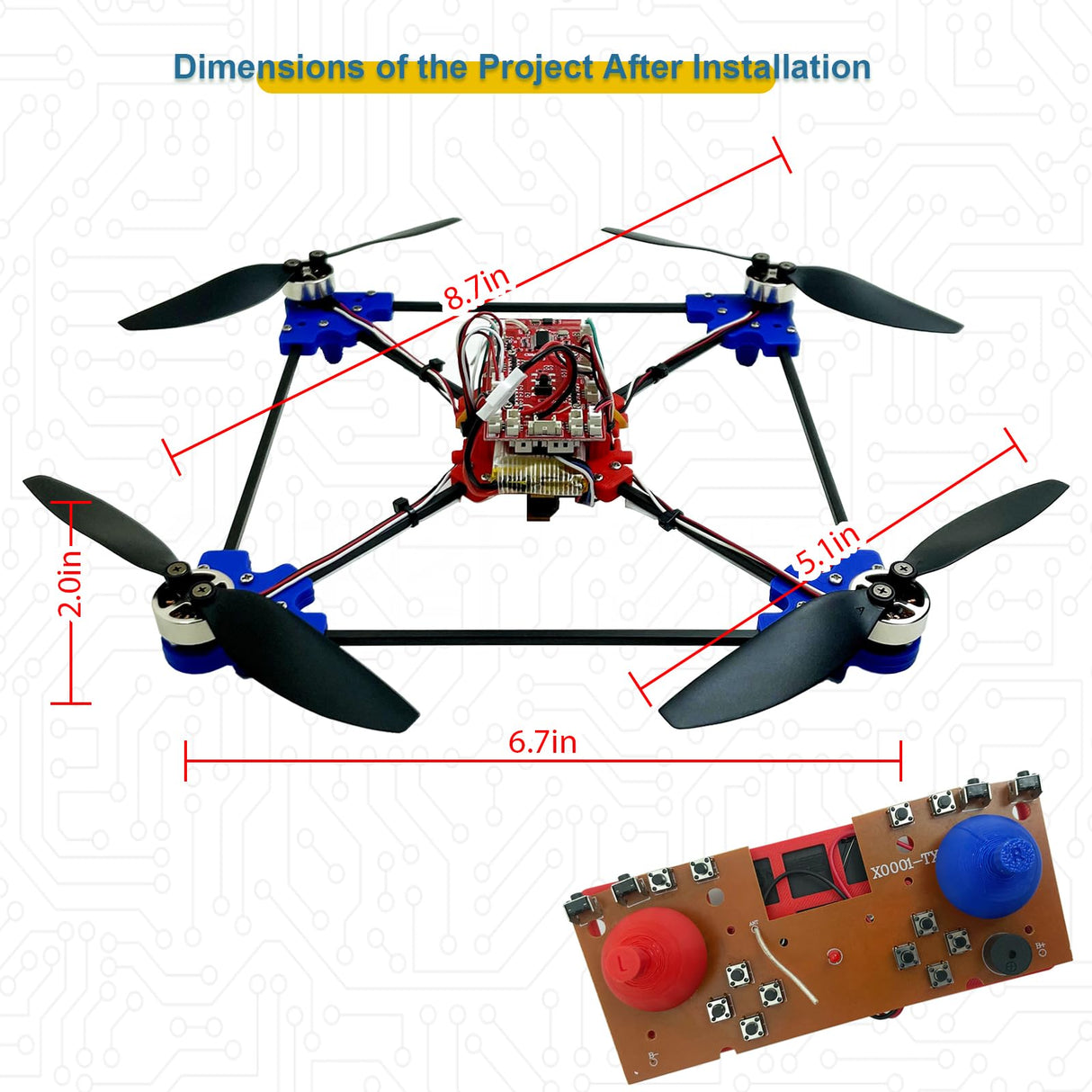 Quadrotor Drone DIY Kit: A Unique STEM Project with Brushless Motor, Optical Flow Hovering, One-Click Takeoff and Landing, and 360° Flip for DIY Enthusiasts to Learn Drone Basics EIELEDIY