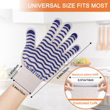 Oven Gloves, 932°F Heat Resistant Gloves, Oven Mitts with Fingers, Grill Gloves Heat Proof for Men Women, BBQ Gloves Silicone Grip, BLUESTEER Fireproof Gloves for Kitchen Cooking, Grilling, Baking BLUESTEER