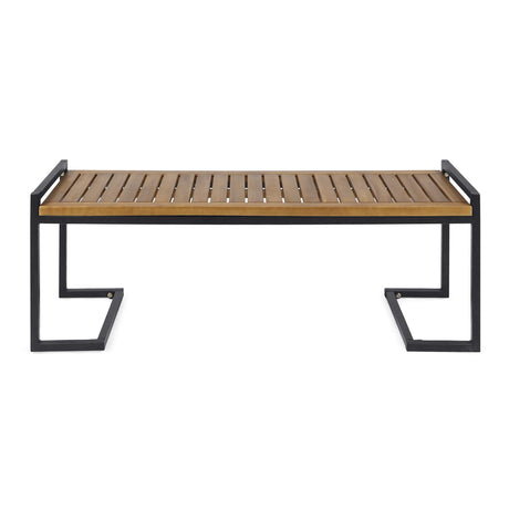 Christopher Knight Home Noel Outdoor Industrial Acacia Wood and Iron Bench, Teak Finish/Black Metal Christopher Knight Home