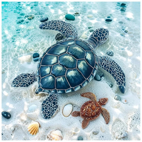 DIADAY Sea Turtles Diamond Painting Kit, Diamond Art Kits for Adults, 5D Full Round Drill Turtles Diamond Art Painting, DIY Gem Craft Arts Home Wall Decor Gift 12 x 12 Inches DIADAY