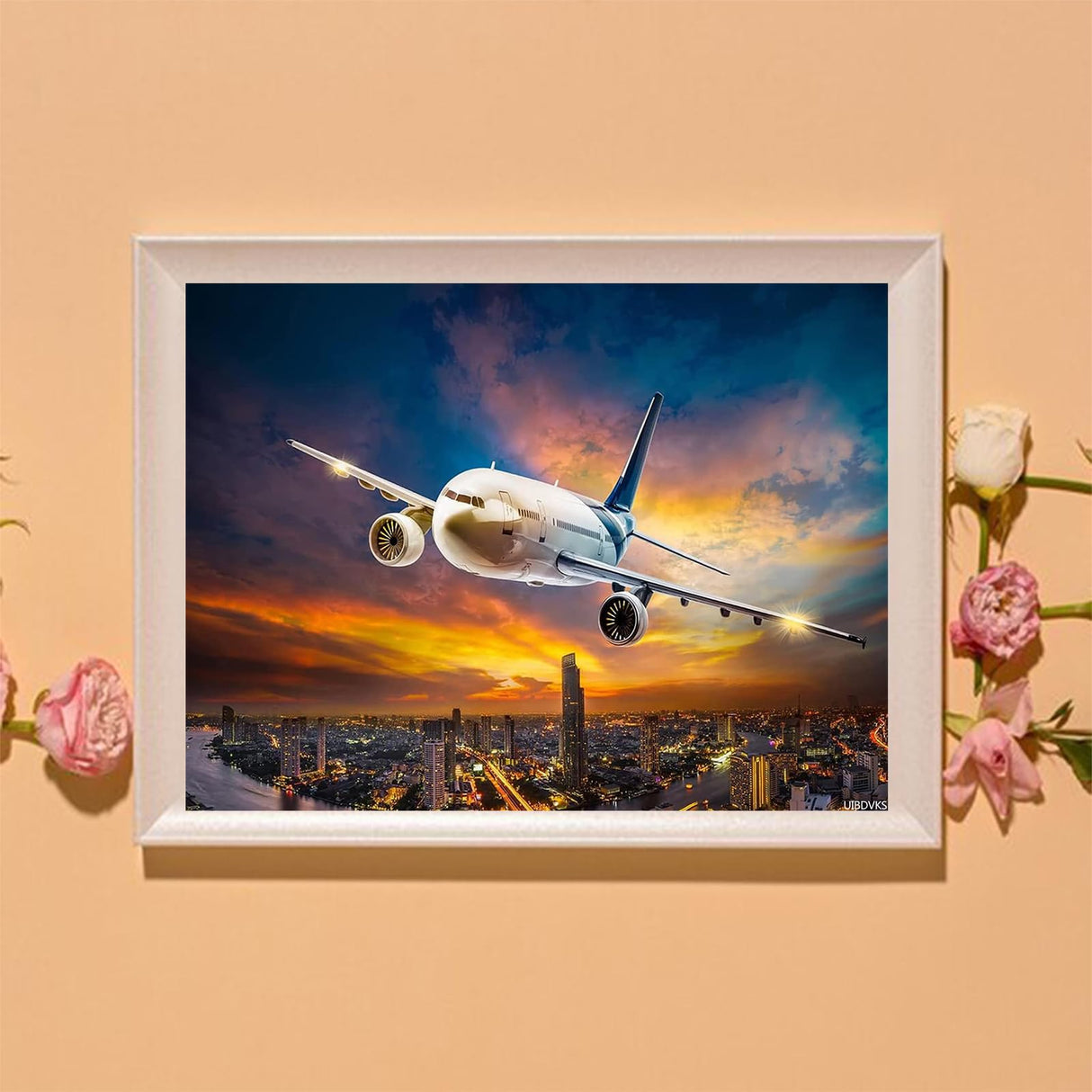 UIBDVKS Aviation Airplane Diamond Painting Kit for Adults Full Drill Diamond Art Painting by Number Kits Gem Art Wall Home Decor 12x16 inch UIBDVKS