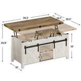 SEDETA Lift Top Coffee Table, 4 in 1 Multi-Function Convertible Coffee Tables with Storage and Hidden Compartment, Farmhouse Coffee Table Converts to Dining Table for Living Room, Brown Top SEDETA