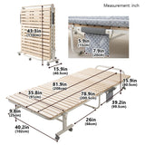 EMOOR Space-Saving Wooden Slatted Folding Bed Frame for Twin Size Futon - Sturdy Paulownia Design, No Box Spring Required EMOOR