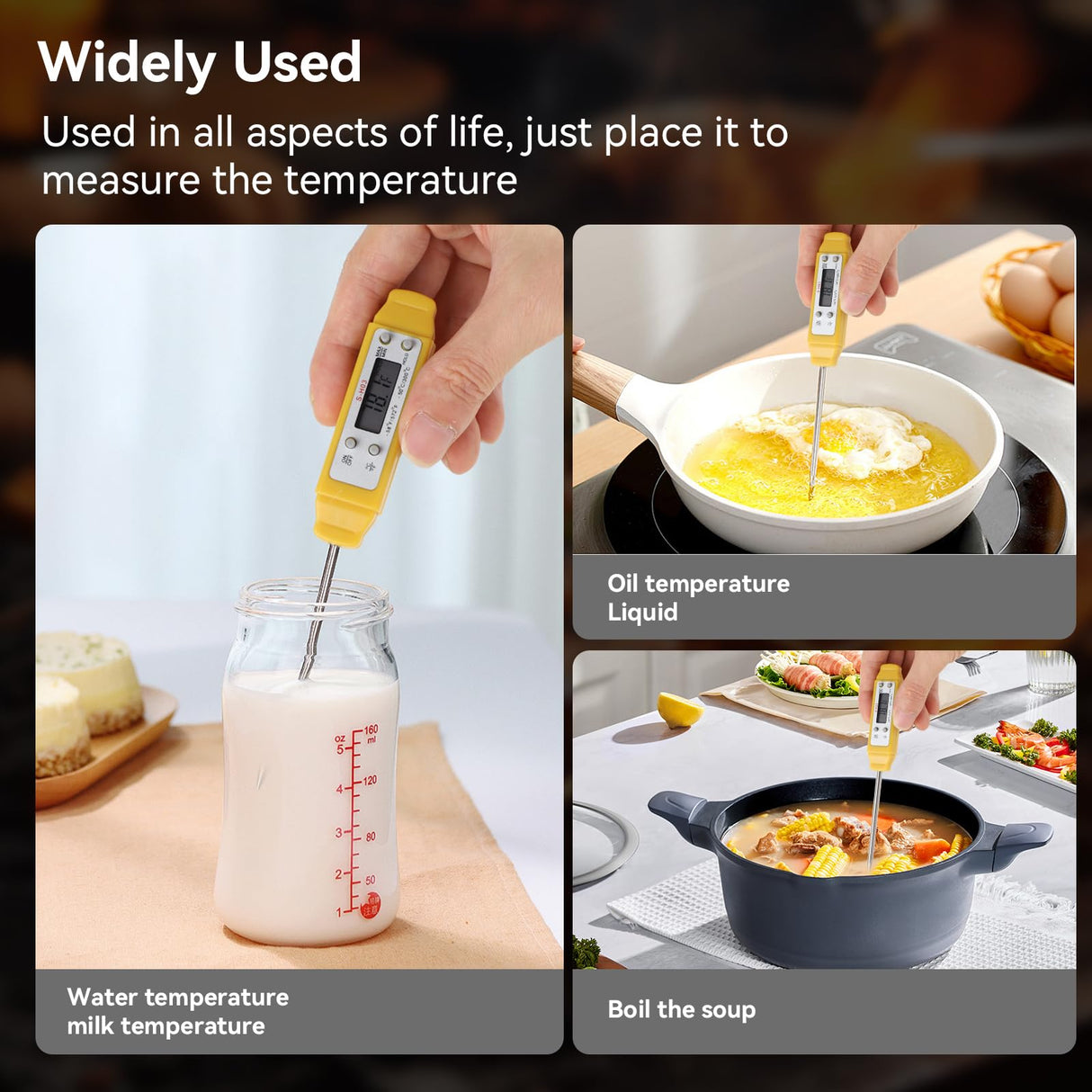 Akozon Digital Food Thermometer Automatic Calibration Pen High Accuracy Electronic Pocket Thermometer Yellow Home and Family Appliance and Decor Akozon