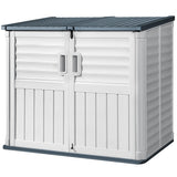 Devoko Resin Outdoor Storage Shed, 34 Cu Ft Outdoor Storage Cabinet Without Shelf, Waterproof, Double Locks, Resin Storage for Trash Can, Garden Tools, Pool Supplies (Beige) Devoko