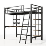 SogesSleep Loft Bed Twin Size, Bunk Bed with Desk, Shelves and Monitor Stand, Heavy Duty Metal Twin Loft Bed with Charging Station, Safety Guard & Ladder, Space-Saving, No Box Spring Needed SogesSleep