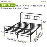 Kujielan Metal Bed Frame - Structurally Stable Heavy Duty Steel Slat Supported Queen Bed Frames,No Box Spring Needed for Easy Removal and Transport. Kujielan