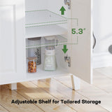 Marsail 55" Buffet Cabinet with Storage, Farmhouse Kitchen Sideboard Cabinet w/4 Doors & Shelves, Coffee Bar Buffet Table for Dining Room, Brown White Marsail