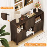 FATORRI 6 Cube Storage Organizer Book Shelf, Horizontal Bookshelf with 3 Doors, 3 Tier Wooden Bookcase for Living Room, Home Office (Dark Walnut) FATORRI