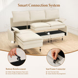 Vesgantti 142" U Shaped Sectional Couch, Comfy Cloud Modular Sectional Sofa with 2 Ottoman Deep Seat Chenille Modern Cloud Sofa, Modular Sofas for Living Room, Bedroom and Apartment, Beige Vesgantti