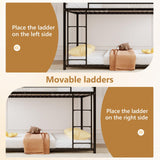 JOYMOR Metal Bunk Bed Full Over Full, Twin Size Bed Frame for Boys Girls, Junior, Low Profile Bunk, Space Saving Design, Mattress Not Included (Black) JOYMOR