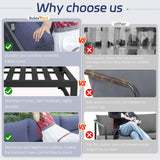 BULEXYARD 8 Seat Minimalist Aluminum Patio Sectional Seating with Fire Pit, 500 lbs Heavy Duty Outdoor Furniture Set, 29" Deep Wide Oversized Seating U Shaped Conversation Couch for Garden, Denim Blue BULEXYARD