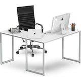 SHW 48-Inch Mission L-Shaped Home Computer Desk, White SHW