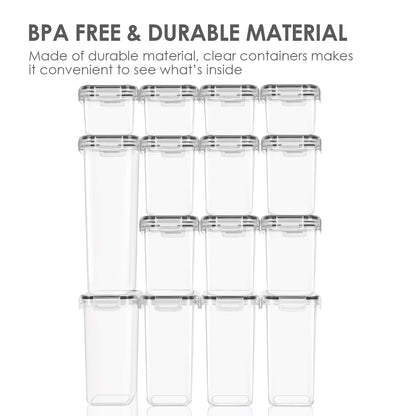 Vtopmart Airtight Food Storage Containers Set with Lids, 15pcs BPA Free Plastic Dry Food Canisters for Kitchen Pantry Organization and Storage, Dishwasher safe,Include 24 Labels, Black