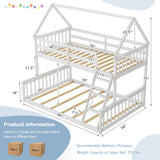 KOMFOTT White Twin Over Full House Bunk Bed with Built-in Ladder and Safety Guardrails KOMFOTT