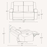 Watson & Whitely Genuine Leather Power Loveseat Recliner Sofa, 2 Seat Wall Hugger Reclining Sofa with Power Headrest & Charging Ports, Dual Recliner Sofas for Living Room, RV, Saddle Brown Watson & Whitely