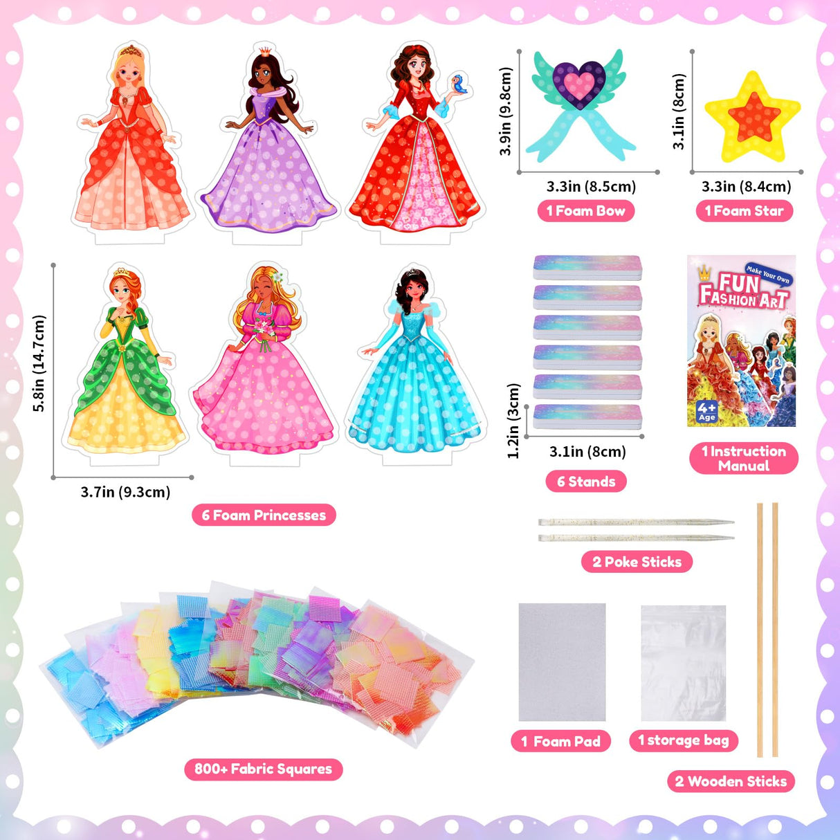 Poke in Fun Princesses Craft Kits for Kids 4-8: Gifts for 5 6 7 8 9 Year Old Girls,Arts and Crafts for Kids Ages 4-6, Fashion Princess Dress-up Toys Creative Activity Birthday Gifts for Girls & Boys KLAPTOR