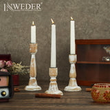 Inweder Wood Taper Candle Holders: 3Pcs Rustic Candle Holders for Candlesticks Wood Candle Holder for Home Decor Wooden Candlestick Holders for Fireplace Farmhouse Candle Holders Table Centerpiece Inweder