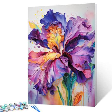 Aihonmin Iris Flower Paint by Number for Adult and Kids Beginner,Floral Canvas Oil Painting Kit Digital Painting,Modern Style Watercolor Home Decoration,(Without Frame Aihonmin