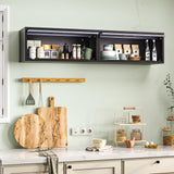 AFAIF Metal Wall Storage Cabinet, Wall-Mounted Garage Cabinet with Up-Flip Doors, Steel Small Floating Cabinets with Lock for Garage, Bathroom, Kitchen, Black and Grey AFAIF